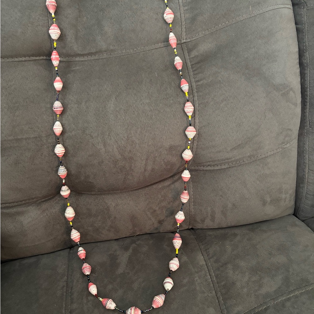 Elegant Pink Beaded Necklace. New handmade in Rwanda